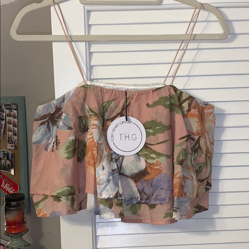 Floral ruffle crop top